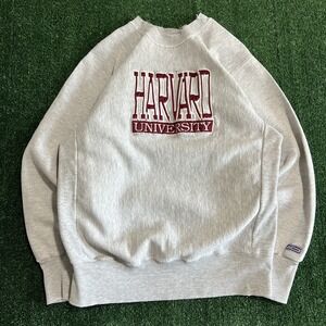 VTG Harvard University‎ Crewneck Sweatshirt Large Gray Reverse Weave USA 80s